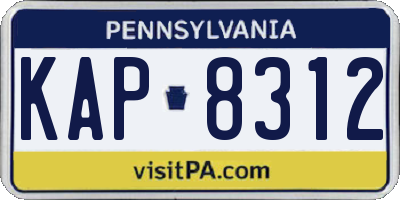 PA license plate KAP8312