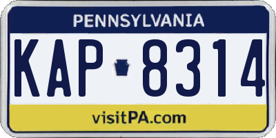 PA license plate KAP8314