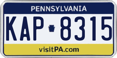 PA license plate KAP8315