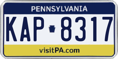 PA license plate KAP8317