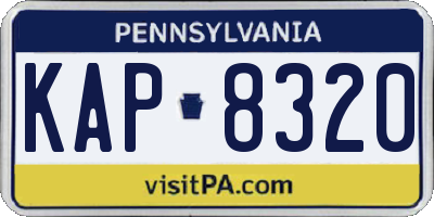 PA license plate KAP8320
