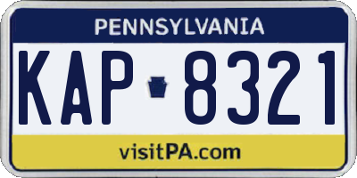 PA license plate KAP8321