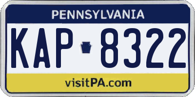 PA license plate KAP8322