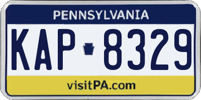 PA license plate KAP8329