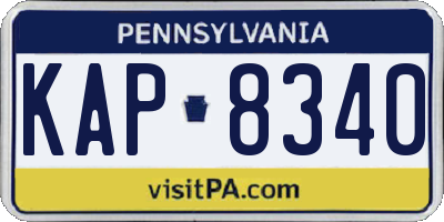 PA license plate KAP8340
