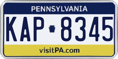 PA license plate KAP8345