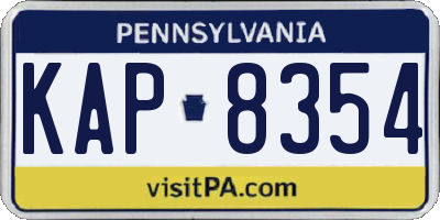 PA license plate KAP8354