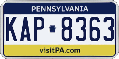 PA license plate KAP8363