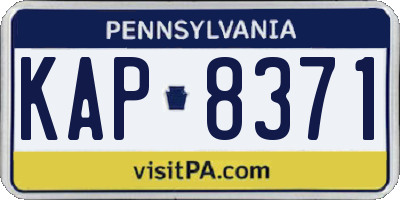 PA license plate KAP8371