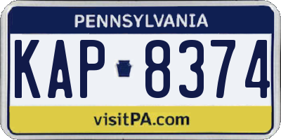 PA license plate KAP8374