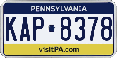 PA license plate KAP8378