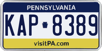 PA license plate KAP8389