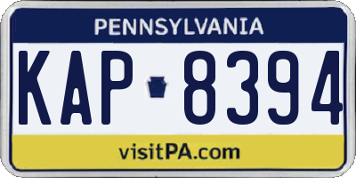 PA license plate KAP8394