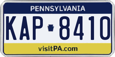 PA license plate KAP8410