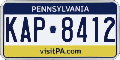 PA license plate KAP8412