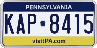 PA license plate KAP8415