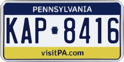 PA license plate KAP8416