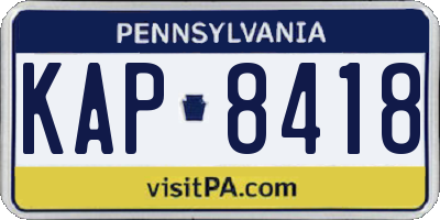 PA license plate KAP8418