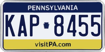 PA license plate KAP8455