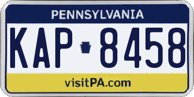 PA license plate KAP8458