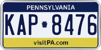 PA license plate KAP8476