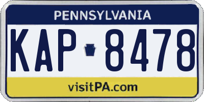 PA license plate KAP8478