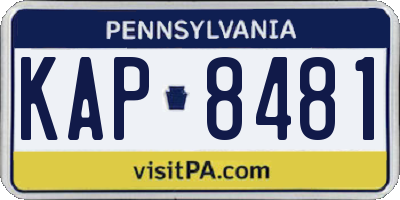 PA license plate KAP8481