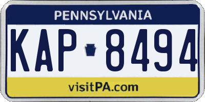 PA license plate KAP8494
