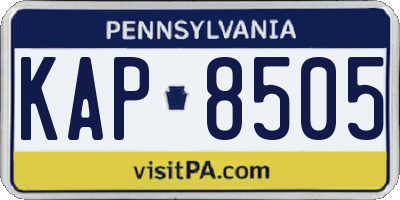 PA license plate KAP8505