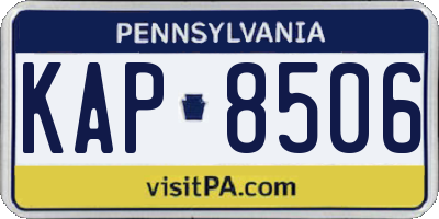 PA license plate KAP8506