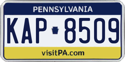 PA license plate KAP8509