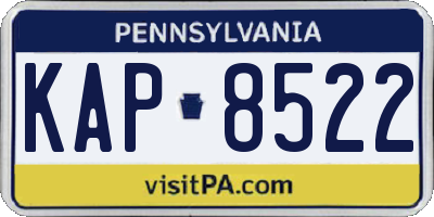 PA license plate KAP8522