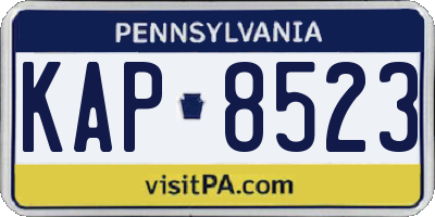 PA license plate KAP8523