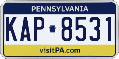 PA license plate KAP8531