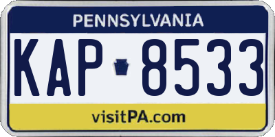 PA license plate KAP8533