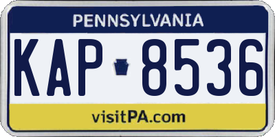 PA license plate KAP8536