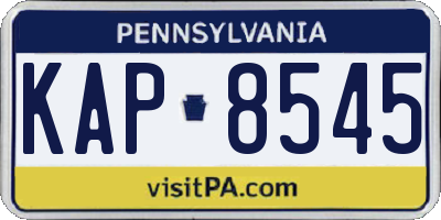 PA license plate KAP8545