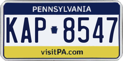 PA license plate KAP8547