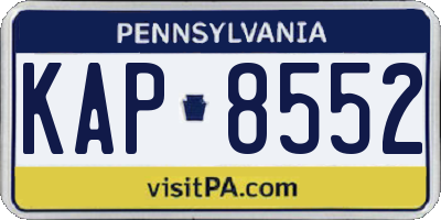 PA license plate KAP8552