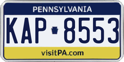 PA license plate KAP8553