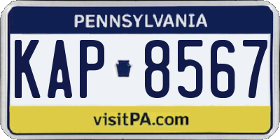 PA license plate KAP8567