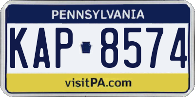 PA license plate KAP8574