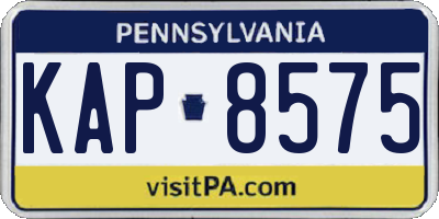 PA license plate KAP8575