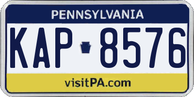 PA license plate KAP8576