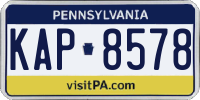 PA license plate KAP8578