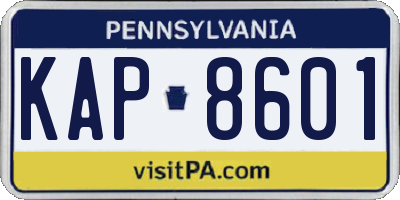 PA license plate KAP8601