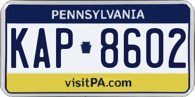 PA license plate KAP8602