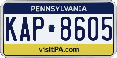 PA license plate KAP8605