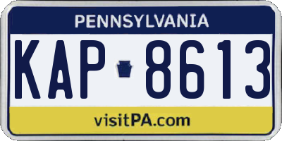 PA license plate KAP8613