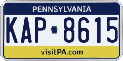 PA license plate KAP8615